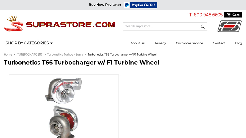 Turbonetics T66 Turbocharger w/ F1 Turbine Wheel