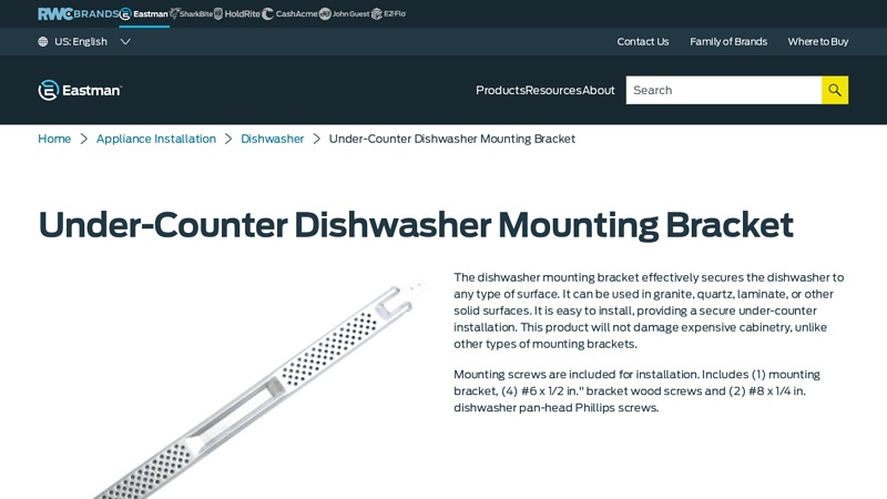 Under-Counter Dishwasher Mounting Bracket