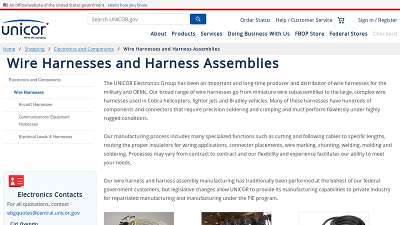 UNICOR Electronics Wiring Harnesses and Harness Assemblies