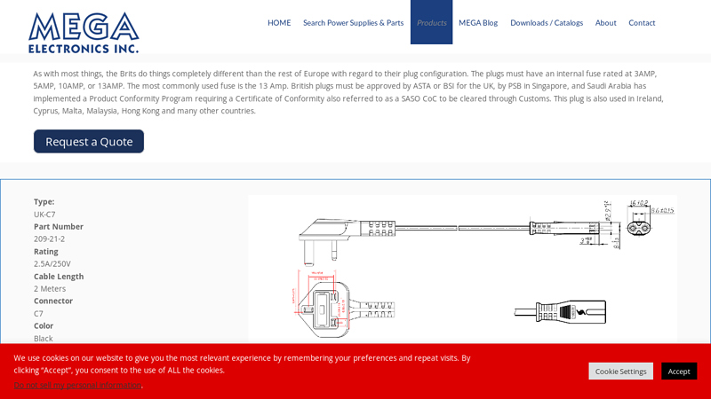 United Kingdom Power Cords