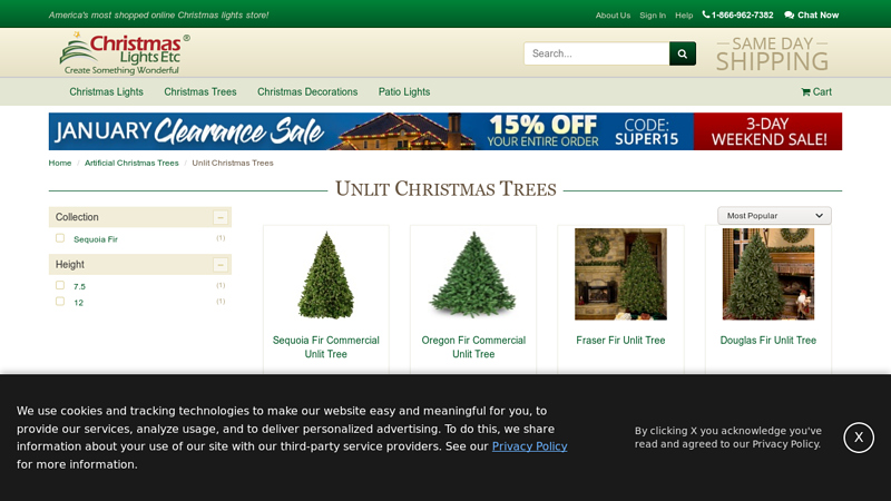 Unlit Christmas Trees