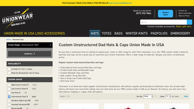 Unstructured Dad Hats & Caps