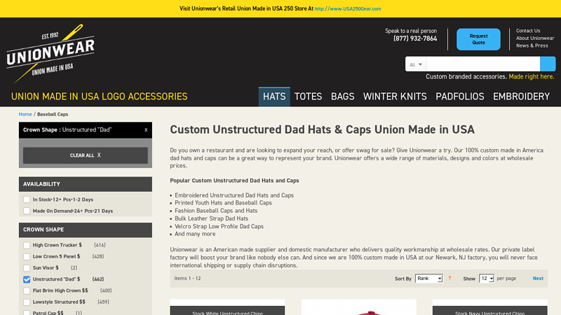 Unstructured Dad Hats & Caps