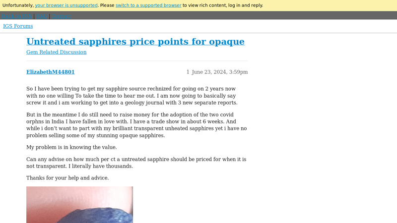 Untreated sapphires price points for opaque