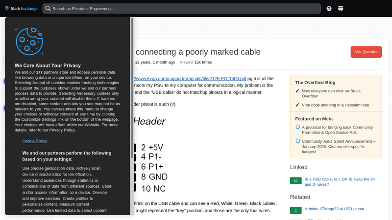 USB header pinout, connecting a poorly marked cable