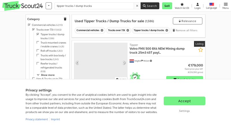 Used Tipper Trucks / Dump Trucks for sale on TruckScout24.com 🏷️