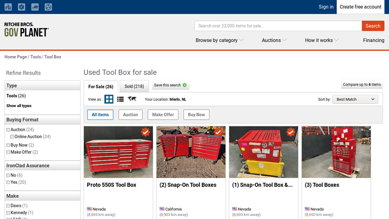 Used Tool Box Government Surplus for sale