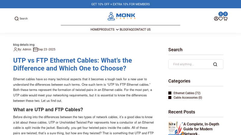 UTP vs FTP Ethernet Cables