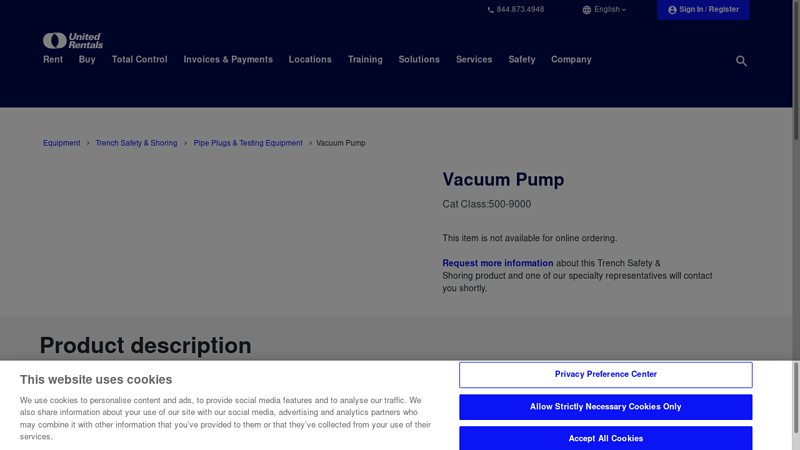 Vacuum Pump for Rent