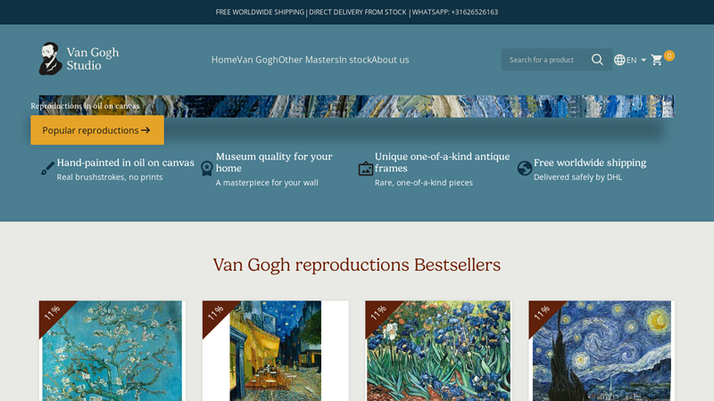 Van Gogh reproductions, hand-painted replicas