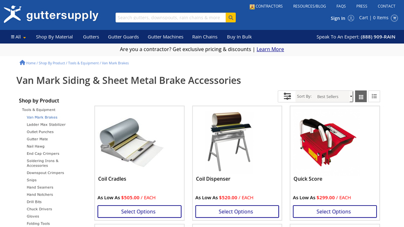 Van Mark Siding & Sheet Metal Brake Accessories
