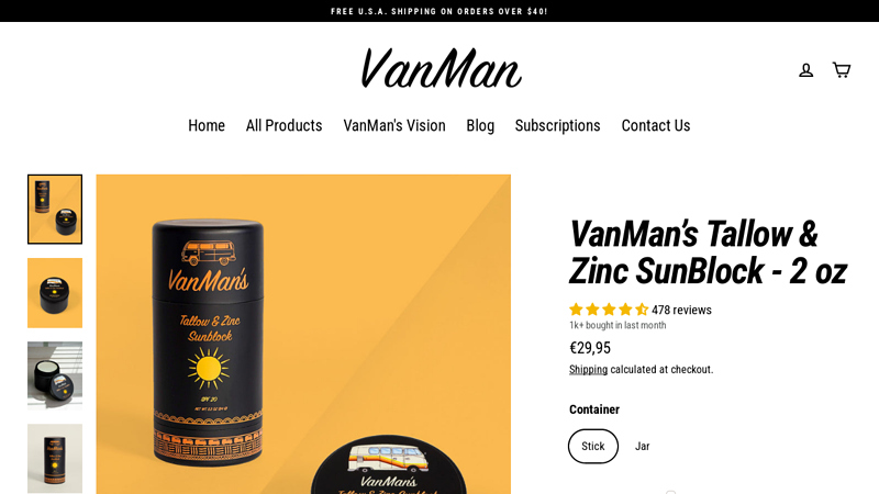 VanMan's Tallow & Zinc SunBlock