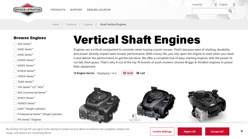 Vertical Shaft Mower & Utility Engines