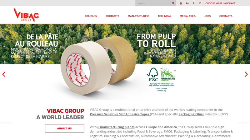 Vibac, multinational enterprise in the PSA tape, self adhesive tapes