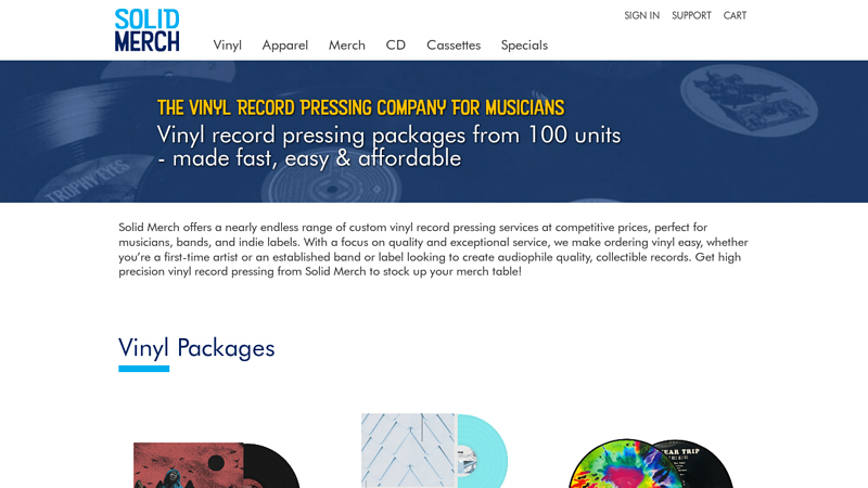 Vinyl Record Pressing Packages