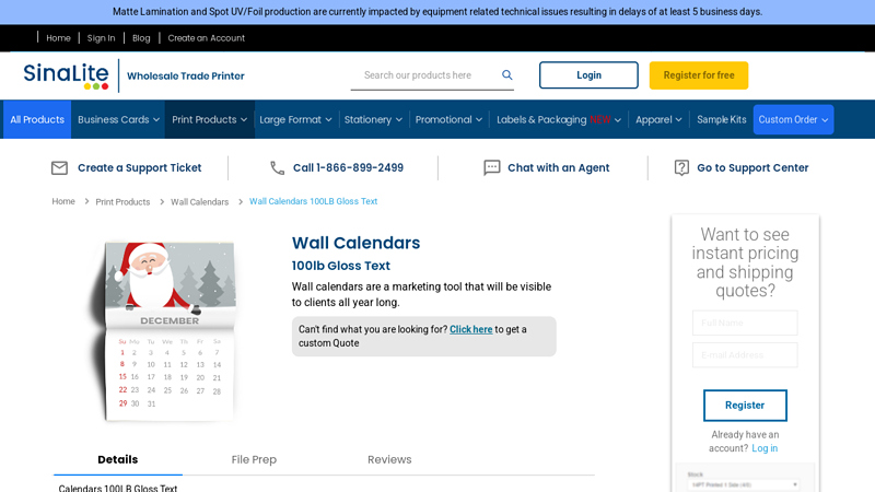 Wall Calendars 100LB Gloss Text