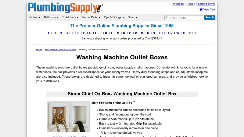 Washing Machine Outlet Boxes