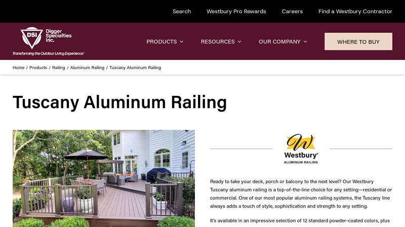 Westbury Tuscany Aluminum Railing