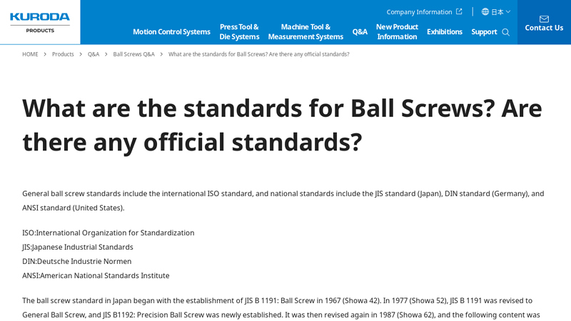 What are the standards for Ball Screws? Are there any official ...