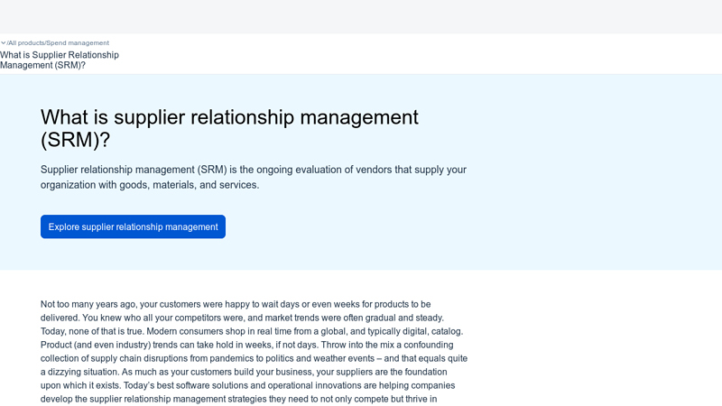 What is Supplier Relationship Management (SRM)?