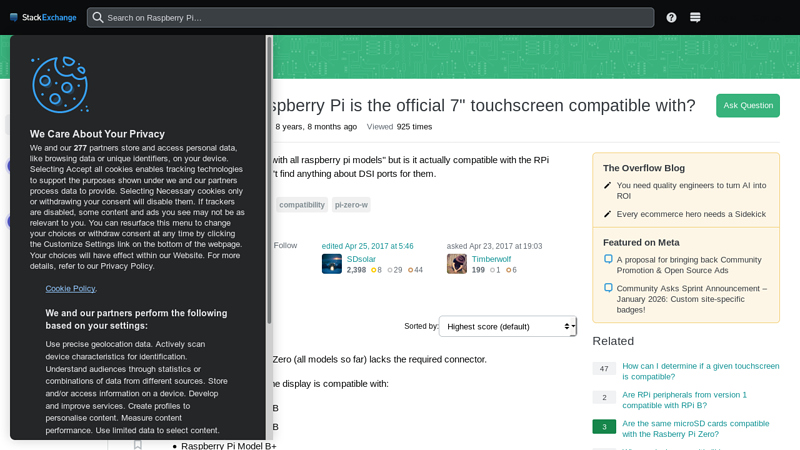 What models of Raspberry Pi is the official 7