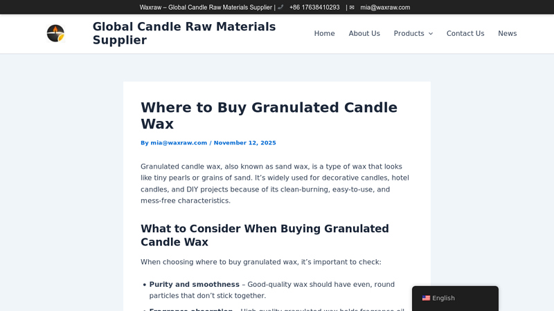 Where to Buy Granulated Candle Wax