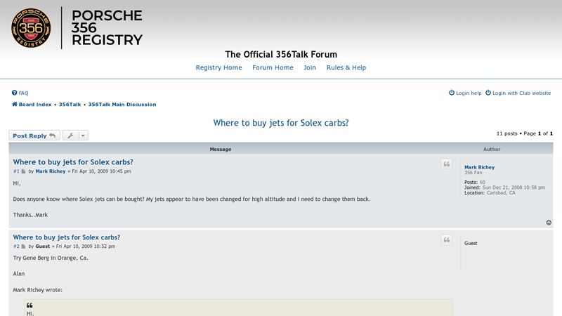 Where to buy jets for Solex carbs?