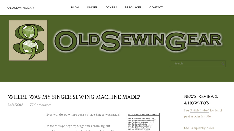 Where was my Singer sewing machine made?