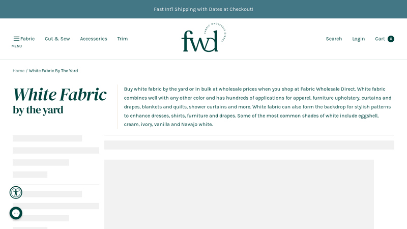 White Fabric By the Yard