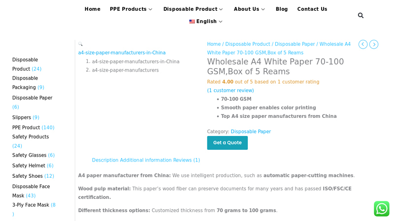 Whoesale A4 Size Paper Manufacturers In China