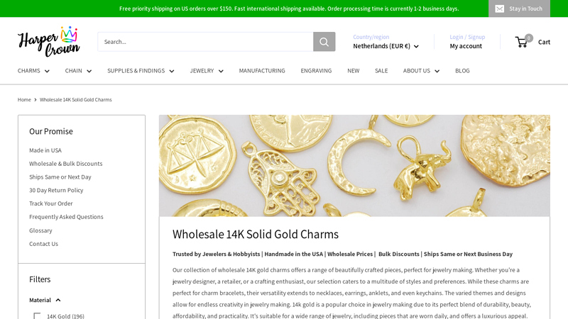 Wholesale 14K Solid Gold Charms