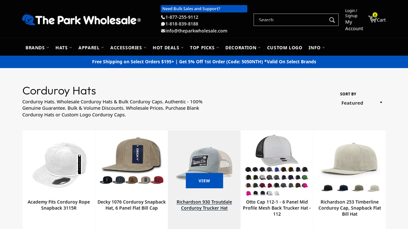 Wholesale Corduroy Hats in Bulk