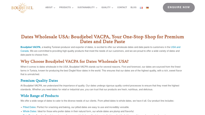 Wholesale Dates USA and Canada