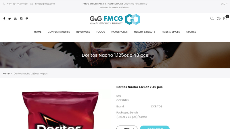 Wholesale Doritos Nacho 1.125oz x 40 pcs