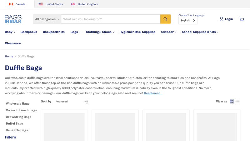 Wholesale Duffle Bags as low as $4.50 each