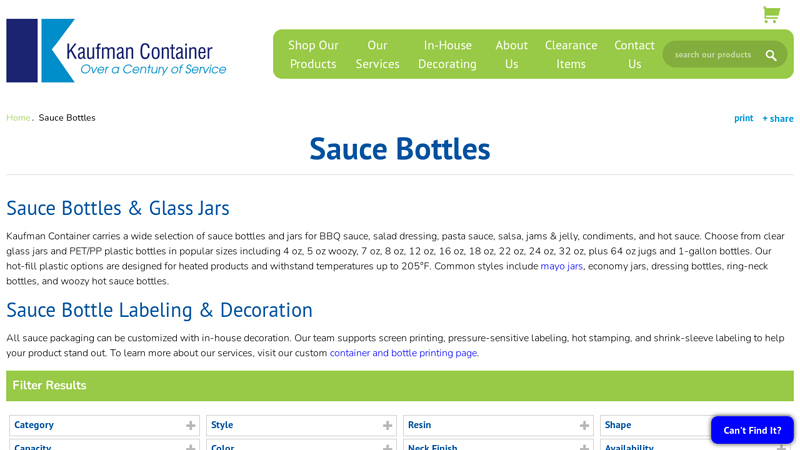 Wholesale Glass Jars & Sauce Bottles