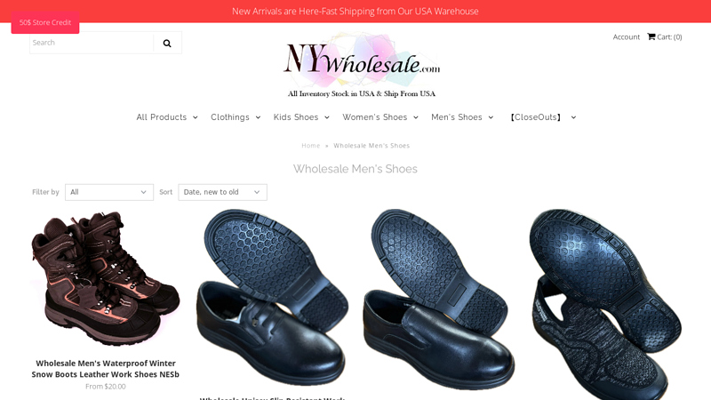 Wholesale Men's Shoes, Boots, Sandals Supplier【Stock in USA】