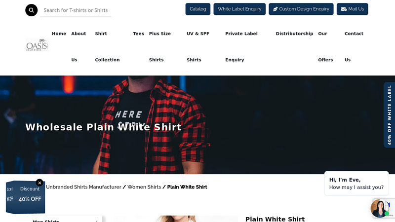 Wholesale Plain White Shirt Supplier and Manufacturer in USA