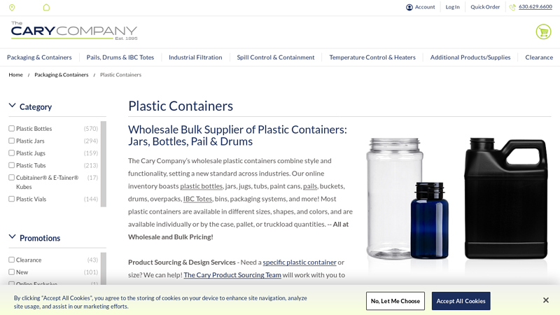 Wholesale Plastic Containers, Jars, Jugs, & Drums