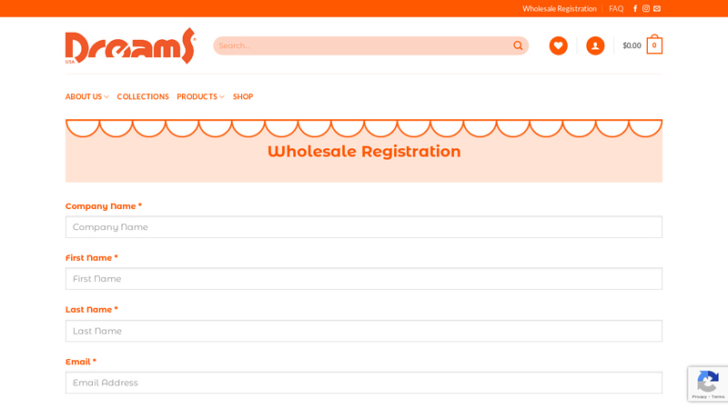 Wholesale Registration Page