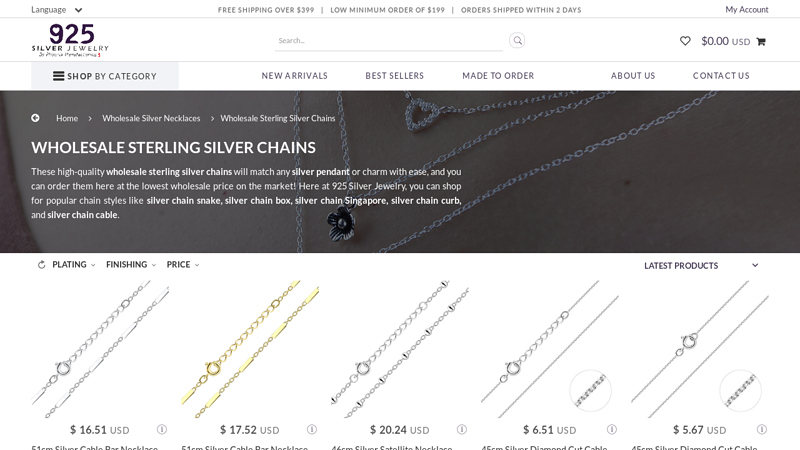 Wholesale Sterling Silver Chains At Factory Prices