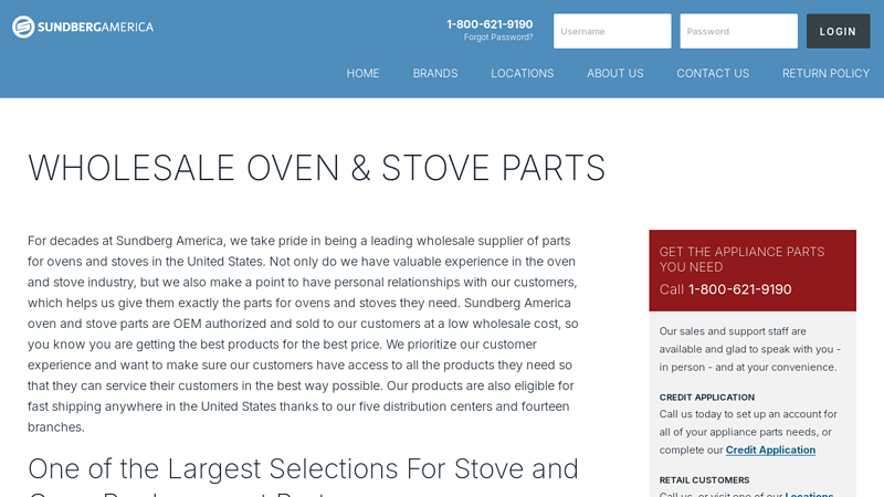 Wholesale Stove & Oven Parts