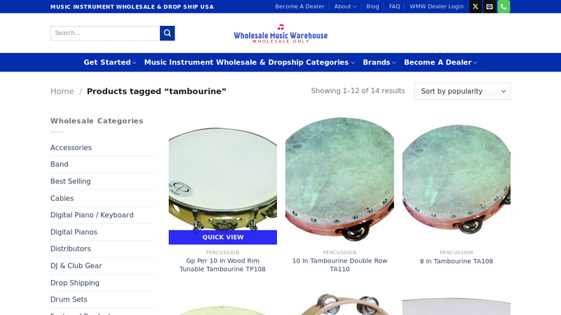 Wholesale tambourine distributor info from Wholesale Music ...