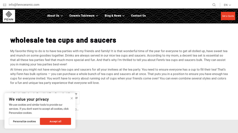 Wholesale tea cups and saucers