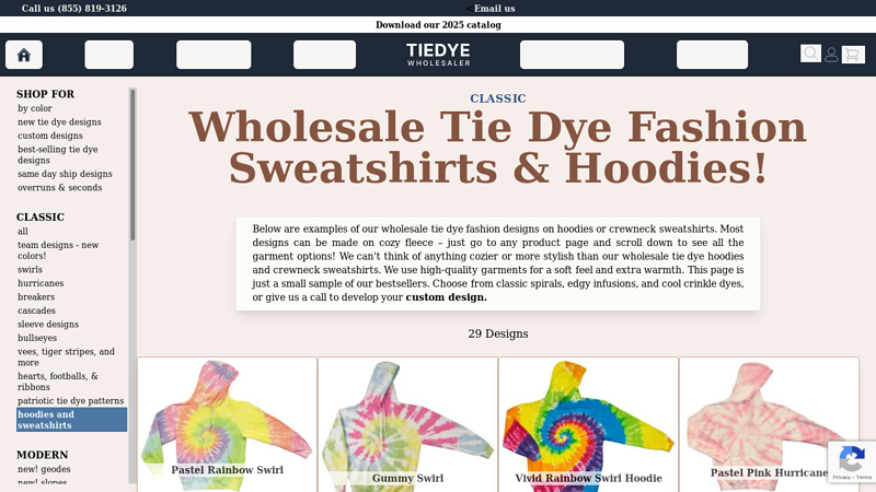 Wholesale Tie Dye Fashion Crewneck Sweatshirts and Hoodies