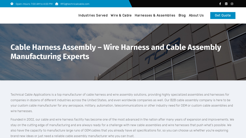 Wire Harness and Cable Assembly Manufacturing Experts