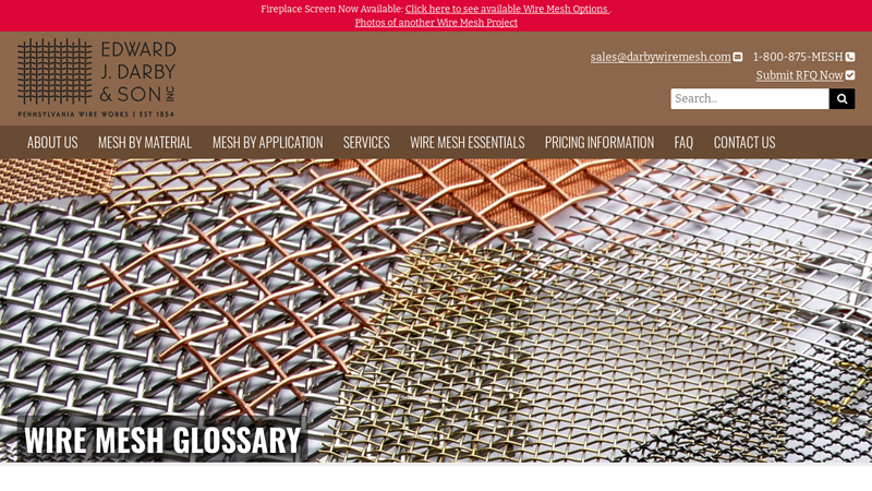 Wire Mesh Glossary