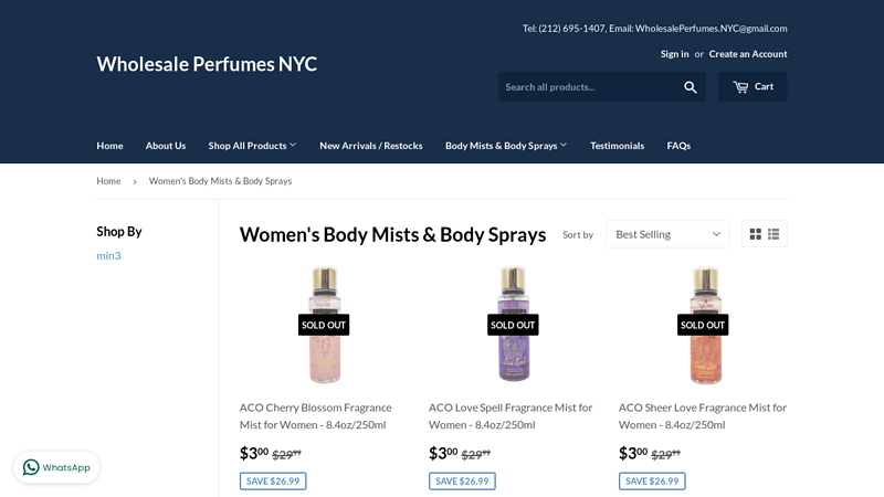 Women's Body Mists & Body Sprays