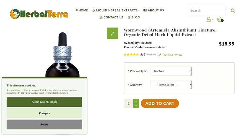 Wormwood (Artemisia Absinthium) Tincture, Organic Dried Herb ...