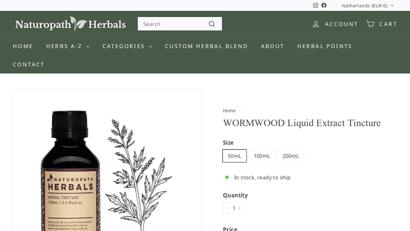 Wormwood Liquid Extract Tincture 50